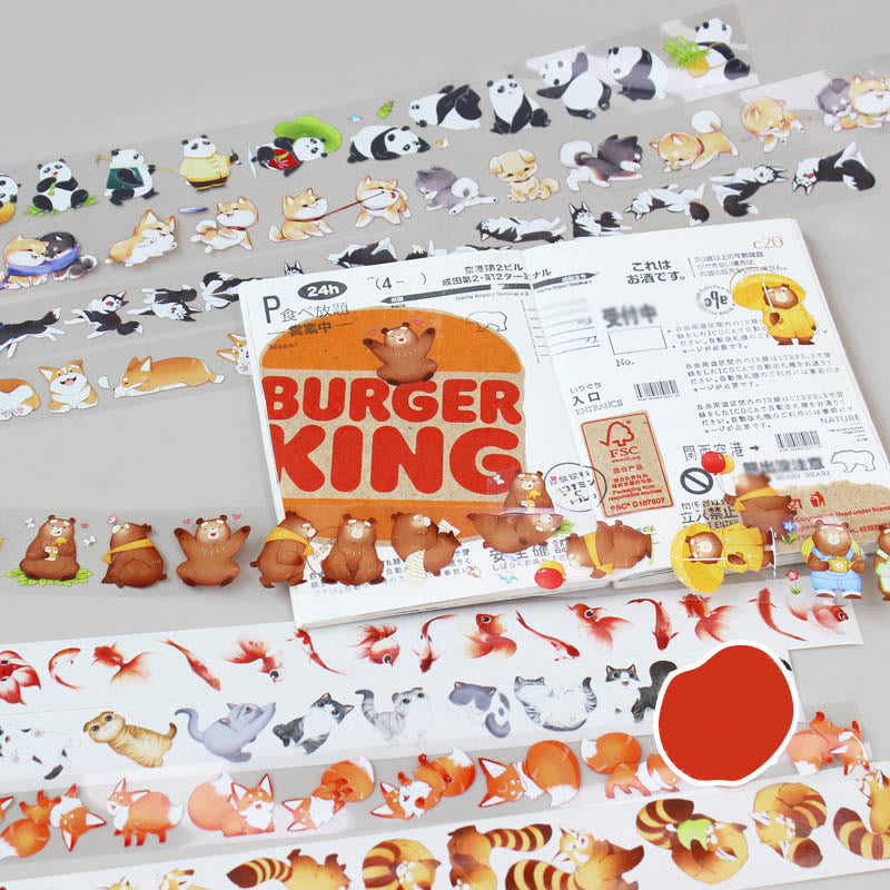 Cute Animal Washi PET Roll Sticker Tape For Scrapbooking Supplies