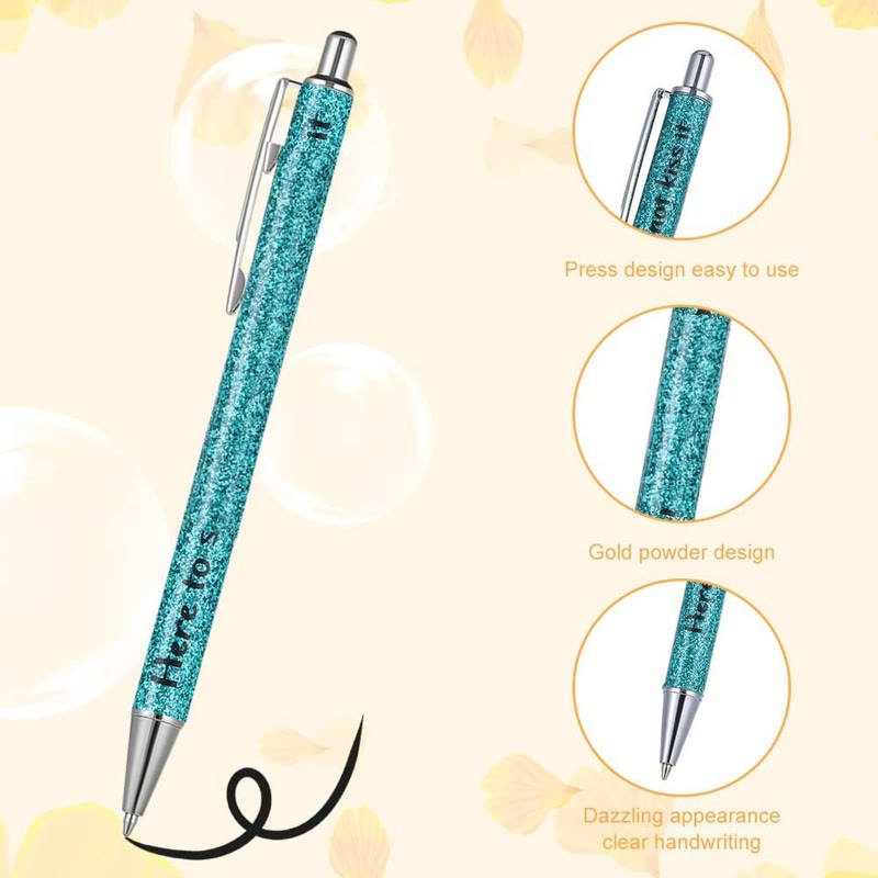 Funny Words Colored Glitter Pen Monday To Sunday Ball-Point Pen Set