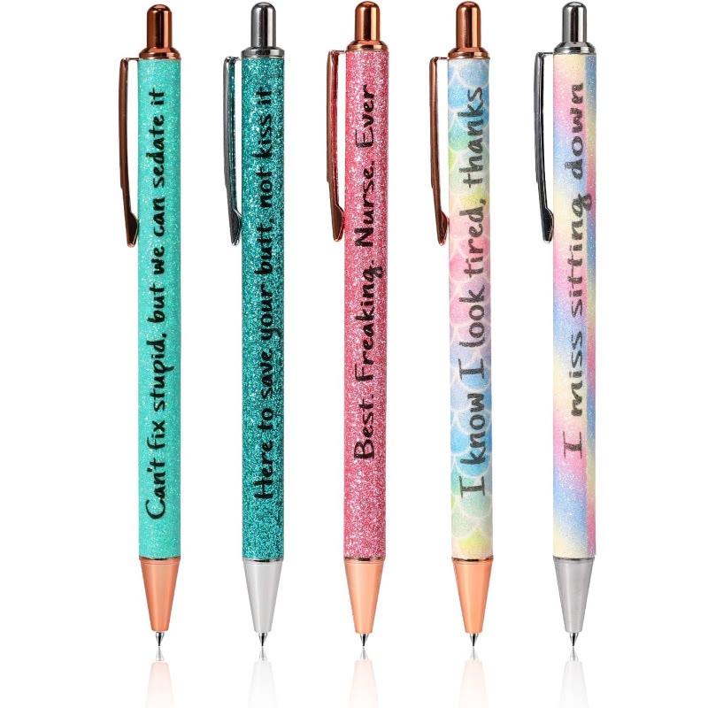 Funny Words Colored Glitter Pen Monday To Sunday Ball-Point Pen Set