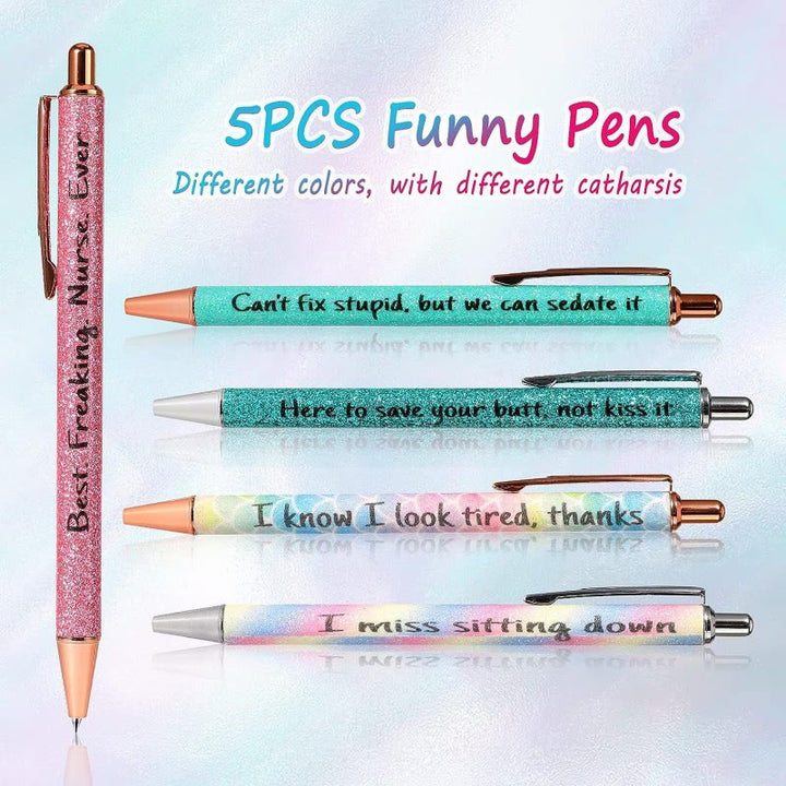 Funny Words Colored Glitter Pen Monday To Sunday Ball-Point Pen Set