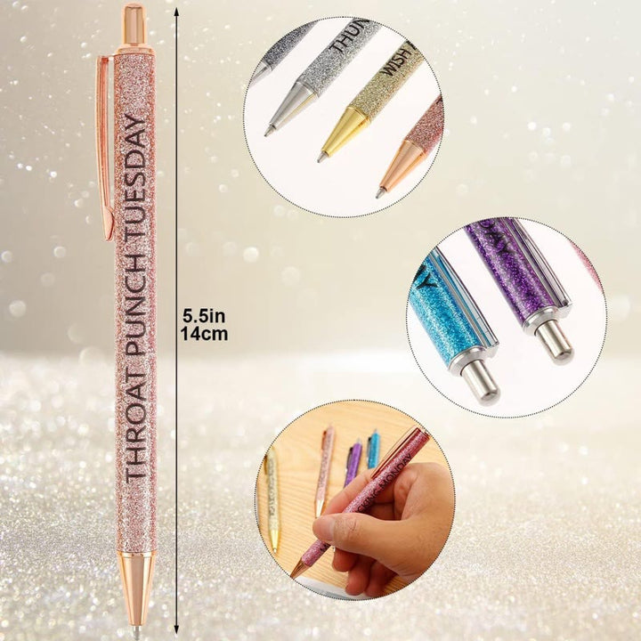 Funny Words Colored Glitter Pen Monday To Sunday Ball-Point Pen Set