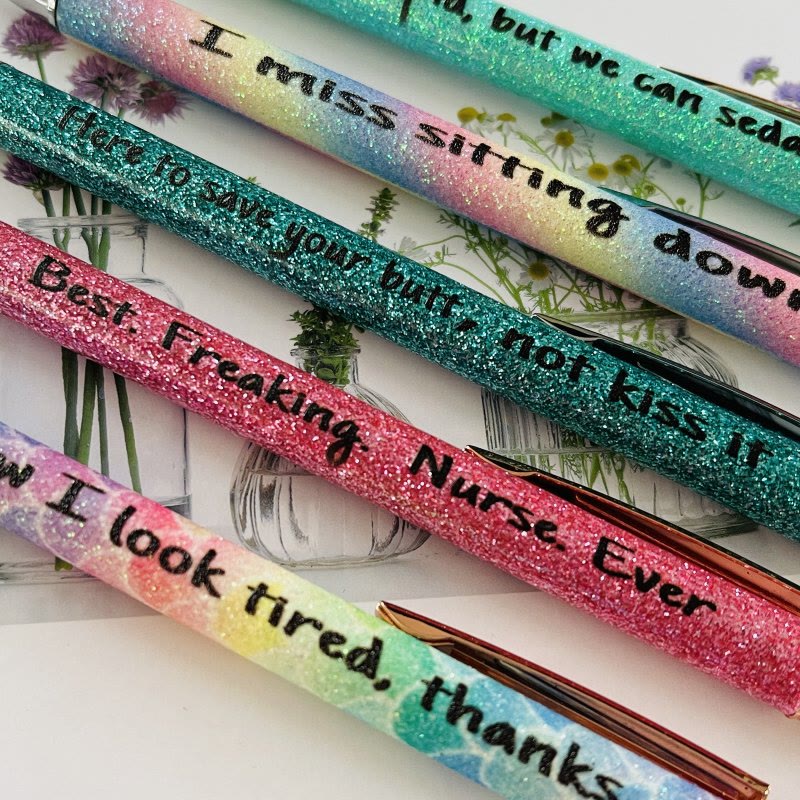 Funny Words Colored Glitter Pen Monday To Sunday Ball-Point Pen Set