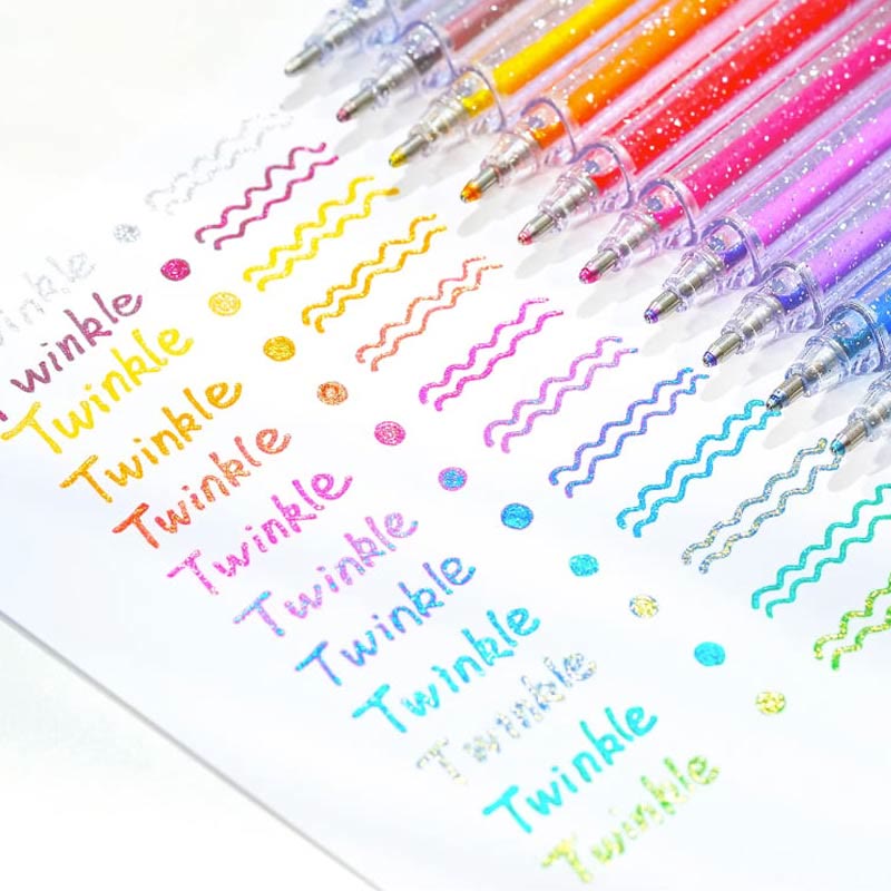 8/ 12/ 18pcs Color Changing Glitter Gel Pen Set Journal Stationery