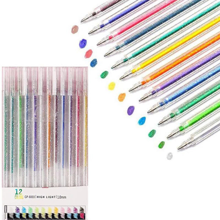 8/ 12/ 18pcs Color Changing Glitter Gel Pen Set Journal Stationery