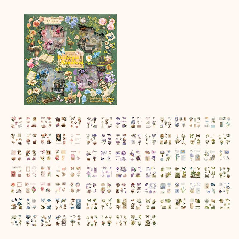 100pcs Sticker Gift Box Creative PET Sticker Scrapbooking Supplies