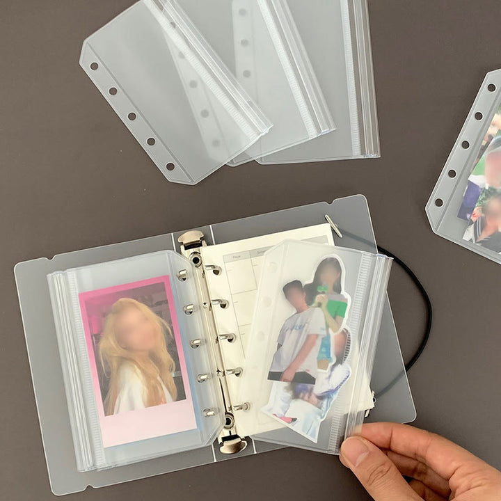 Mini Clear PVC Zipper Storage Bag Loose- Leaf Page for Card Sticker Storage