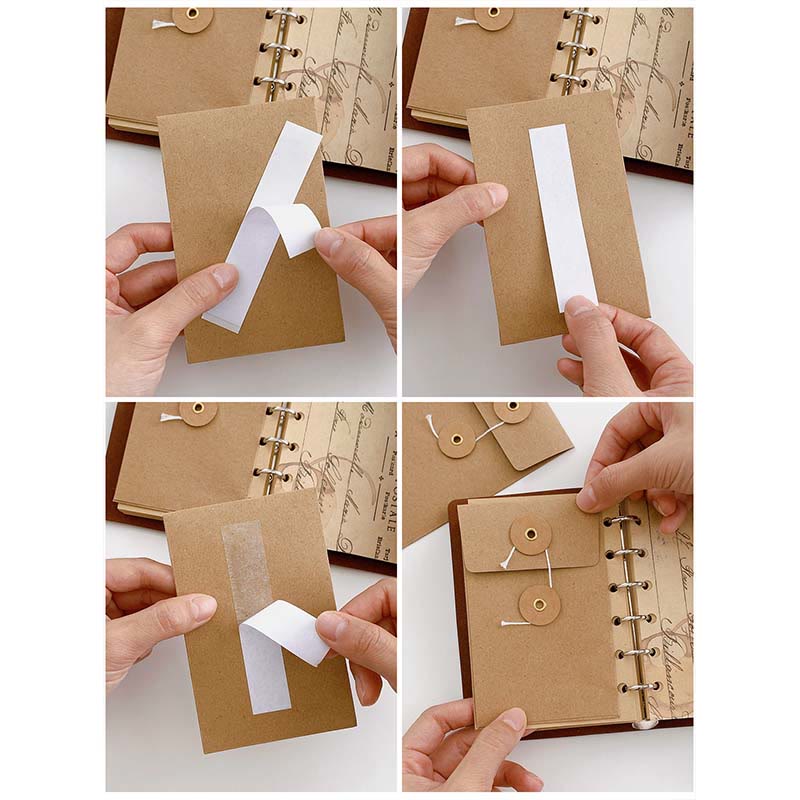 5Pcs Mini Kraft Paper Envelop Fits M5 A7 Notebook Loose-Leaf Refill