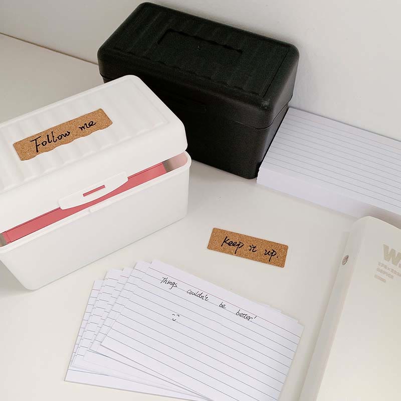 Index Card Holder Set Card Box Organizer Storage with Ruled Note Cards