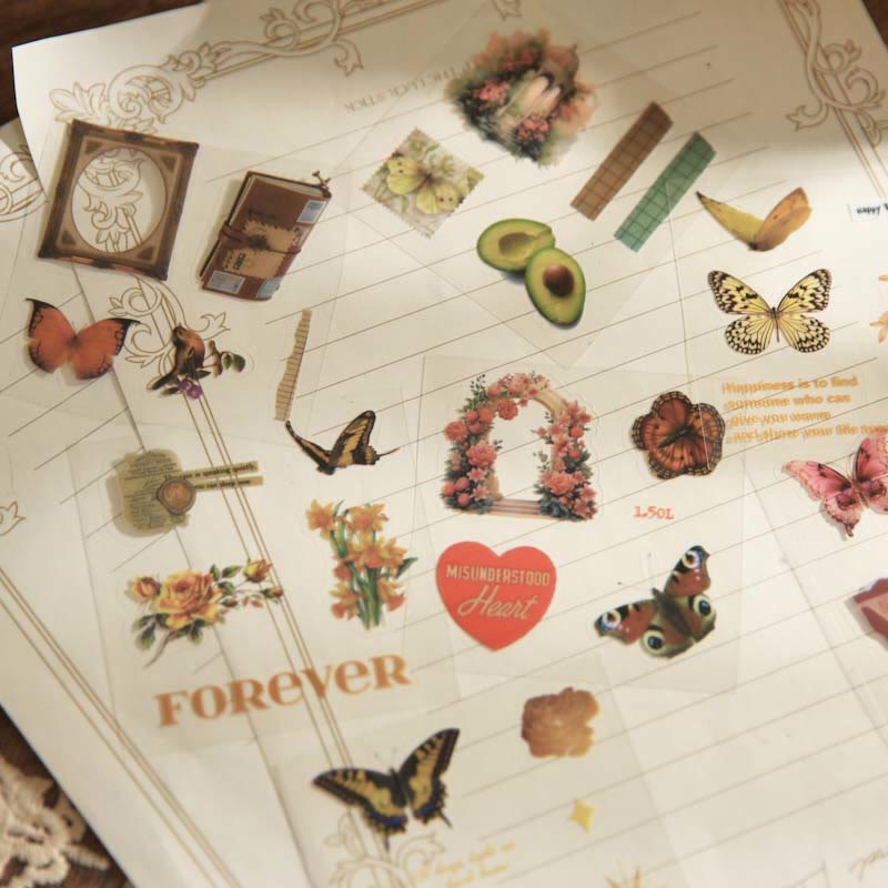 100pcs The Romantic Gift Sticker Box Retro Scrapbooking Supplies