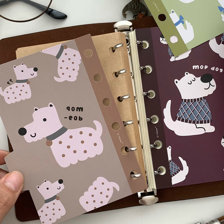 M5/A7 Cute Animals Pattern Binder Dividers Page Tabs for 6 Rings Binder