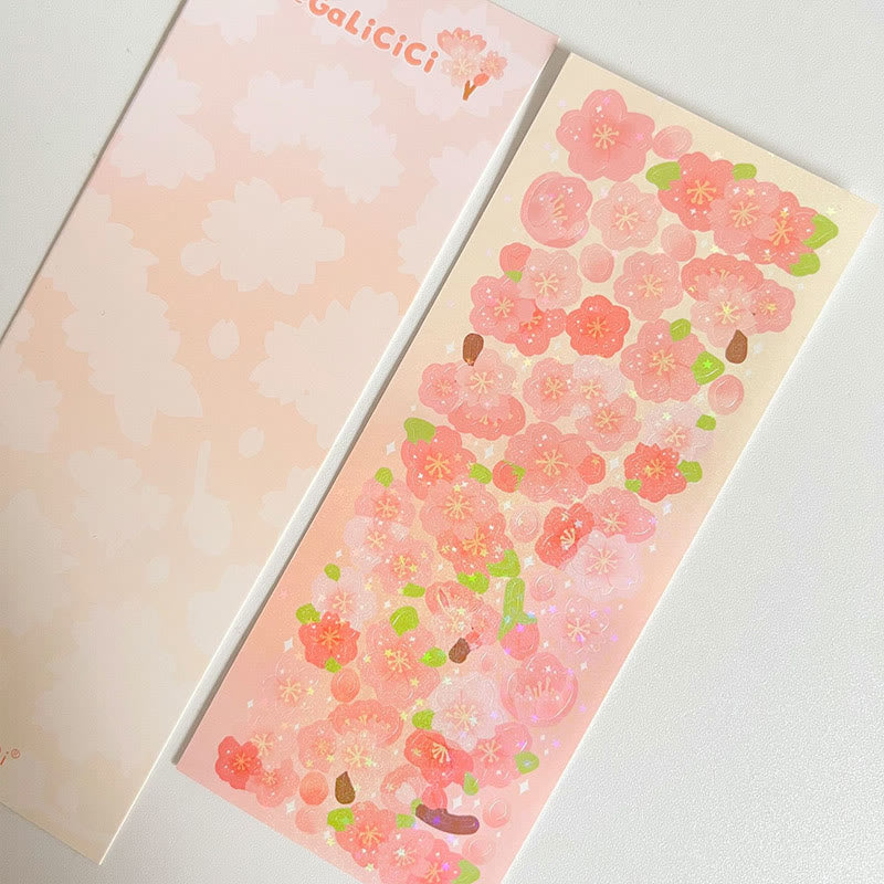 Cute Cat And Sakura Series Sticker For Journal Decor