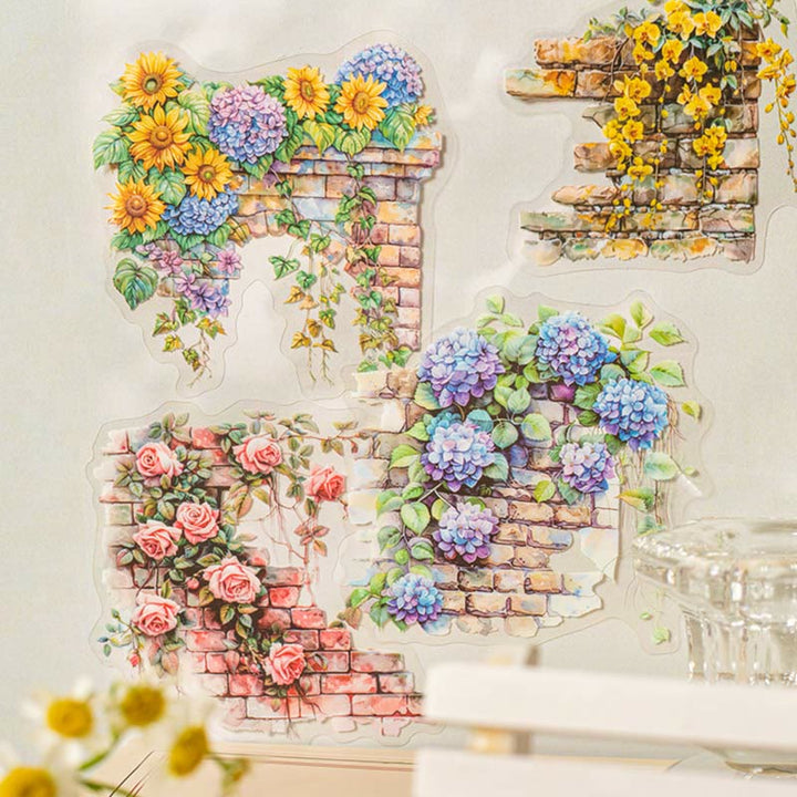 Flower Wall Collection Series Stickers For Decorative Journaling Crafts