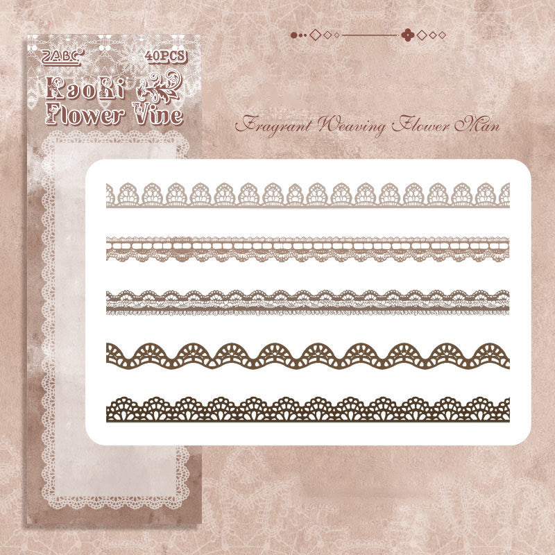 FREE TODAY: Flower Dream Yarn Series Lace PET Sticker For Journal Decor