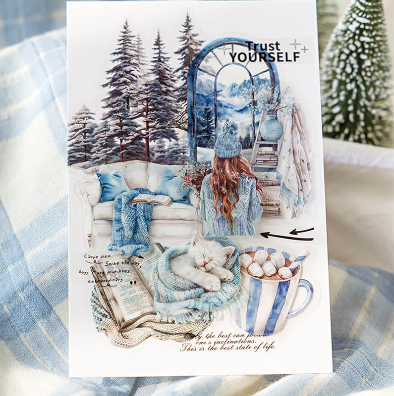 Winter Daily Life Series PET Sticker For Journal Decor