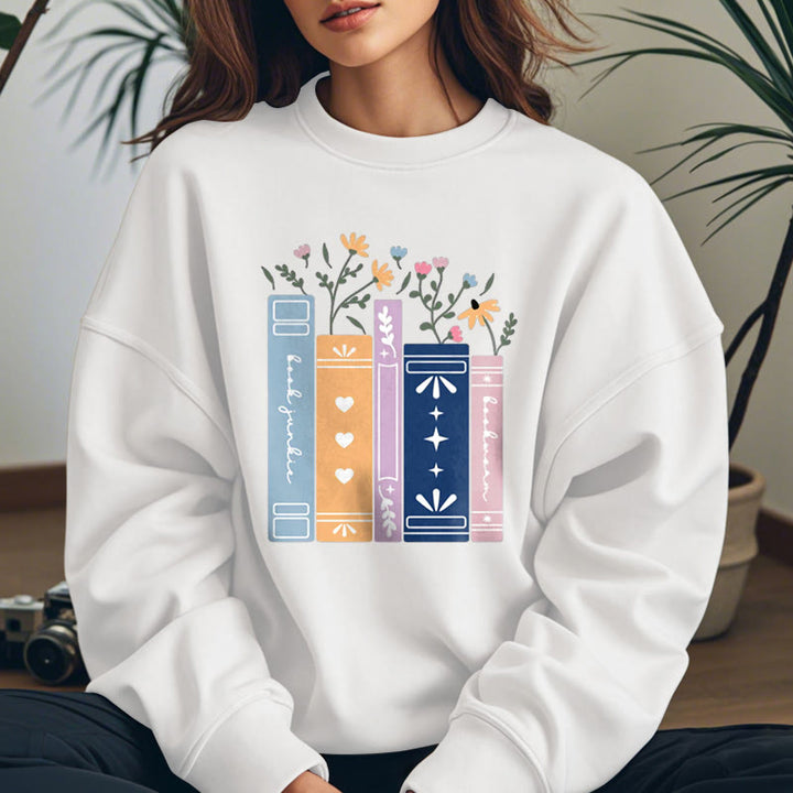 Fleece Lined Sweatshirt For Book Lovers Round Neck Sweatshirt