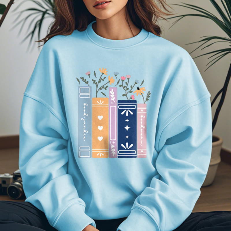 Fleece Lined Sweatshirt For Book Lovers Round Neck Sweatshirt