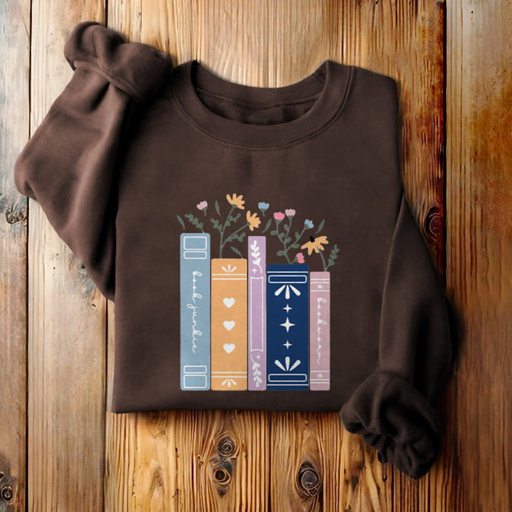 Fleece Lined Sweatshirt For Book Lovers Round Neck Sweatshirt