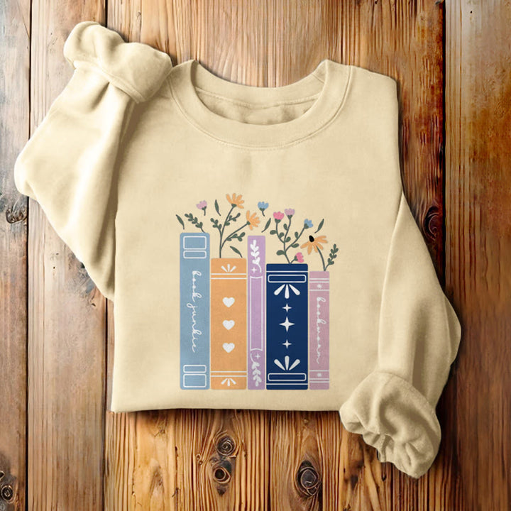 Fleece Lined Sweatshirt For Book Lovers Round Neck Sweatshirt