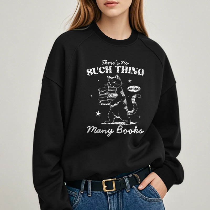 Cat Carrying Books Fleece Lined Sweatshirt Round Neck Sweatshirt