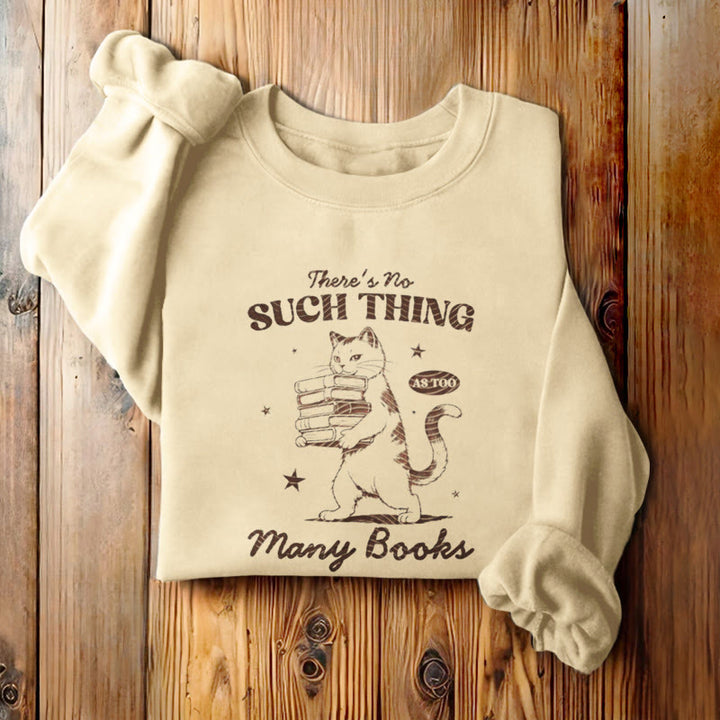 Cat Carrying Books Fleece Lined Sweatshirt Round Neck Sweatshirt