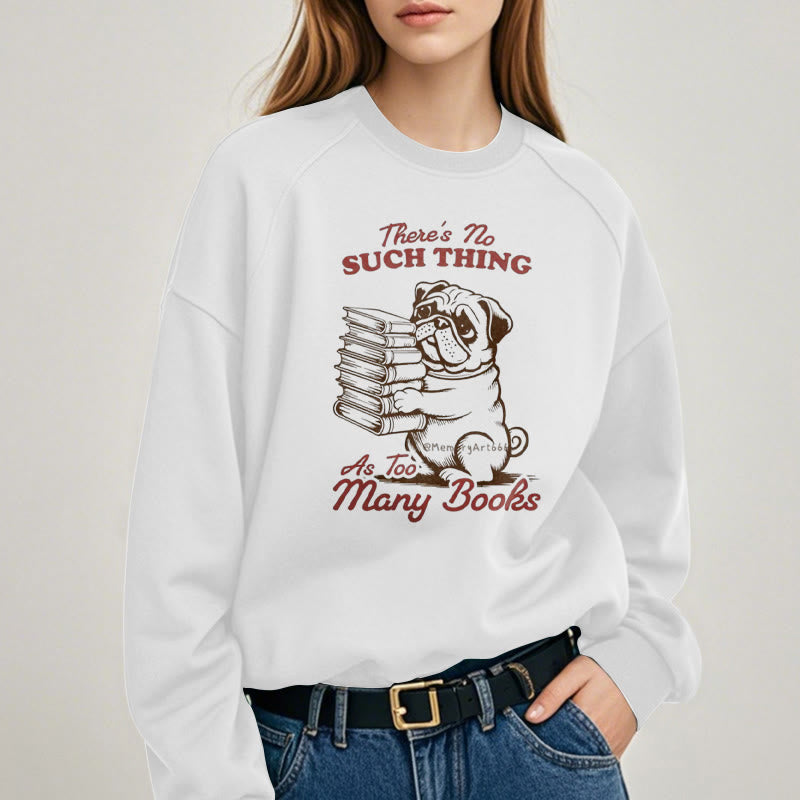 Dog Carrying Books Fleece Lined Sweatshirt Round Neck Sweatshirt