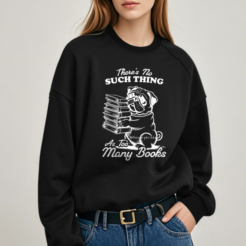 Dog Carrying Books Fleece Lined Sweatshirt Round Neck Sweatshirt