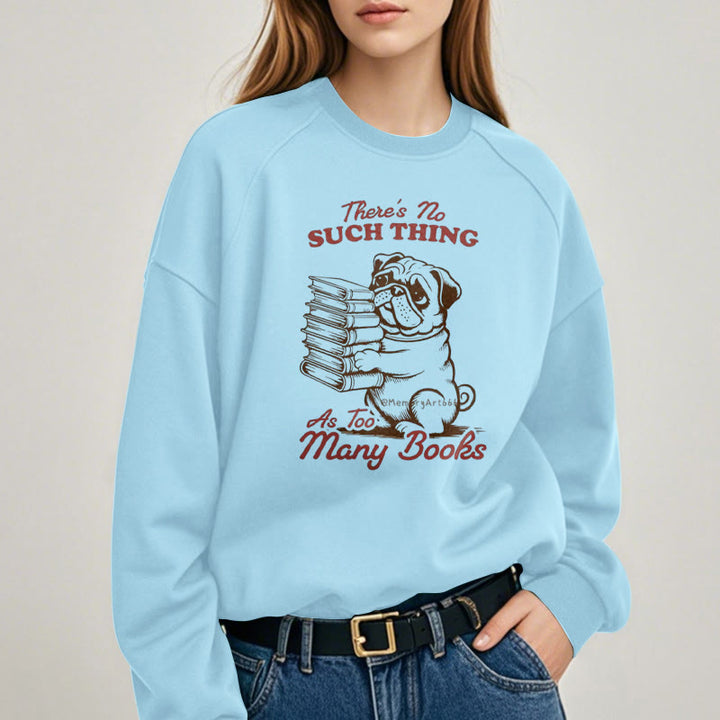 Dog Carrying Books Fleece Lined Sweatshirt Round Neck Sweatshirt