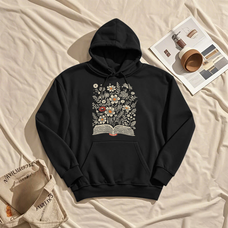 Reading Books For Happiness Fleece Lined Hoodie Comfy Hooded Sweatshirts