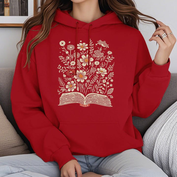 Reading Books For Happiness Fleece Lined Hoodie Comfy Hooded Sweatshirts