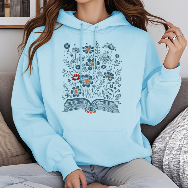 Reading Books For Happiness Fleece Lined Hoodie Comfy Hooded Sweatshirts