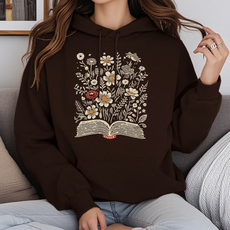 Reading Books For Happiness Fleece Lined Hoodie Comfy Hooded Sweatshirts