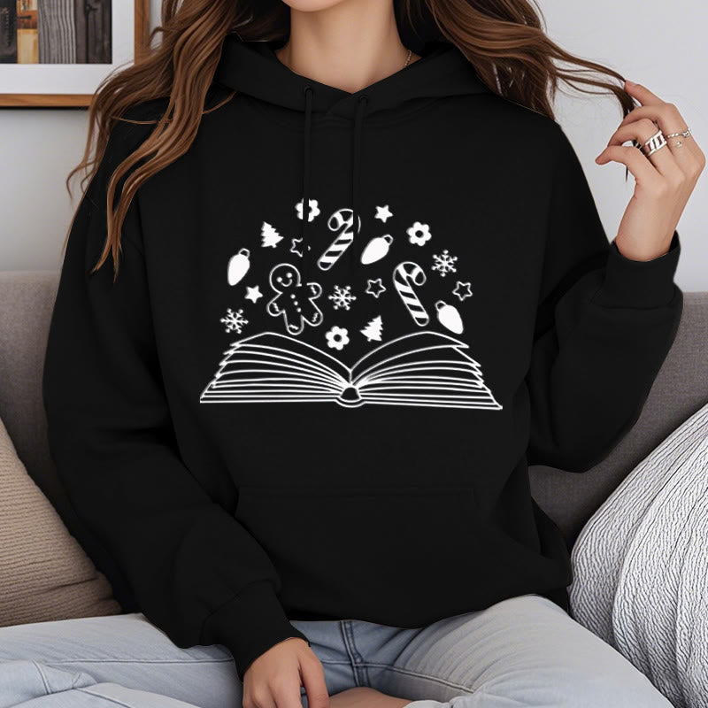 Gingerbread Man In Books Fleece Lined Hoodie Comfy Hooded Sweatshirts