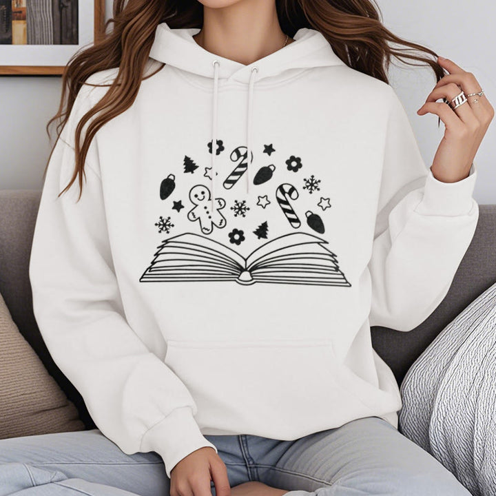 Gingerbread Man In Books Fleece Lined Hoodie Comfy Hooded Sweatshirts