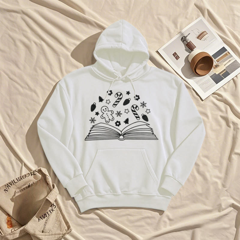 Gingerbread Man In Books Fleece Lined Hoodie Comfy Hooded Sweatshirts