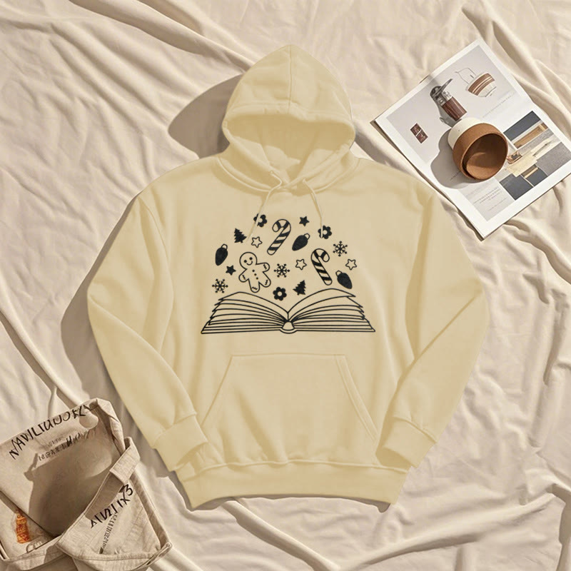 Gingerbread Man In Books Fleece Lined Hoodie Comfy Hooded Sweatshirts