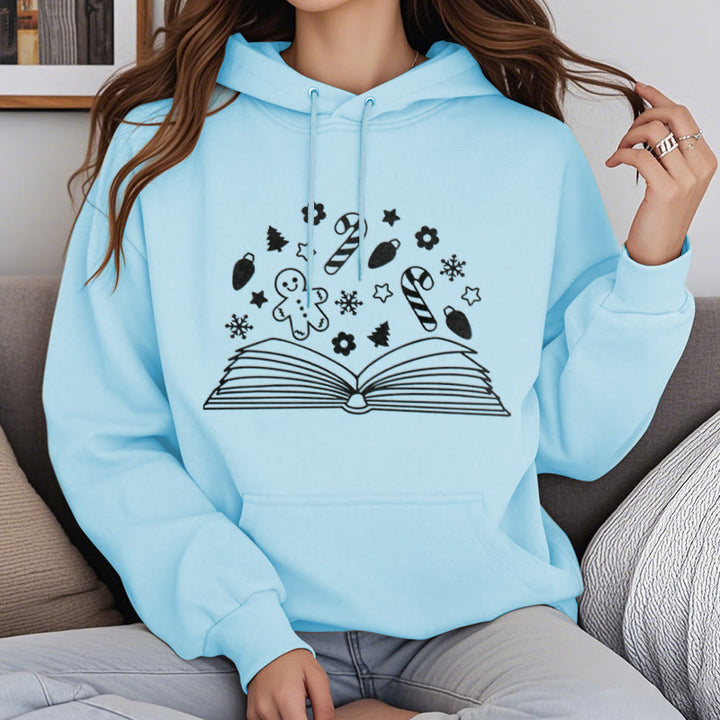 Gingerbread Man In Books Fleece Lined Hoodie Comfy Hooded Sweatshirts