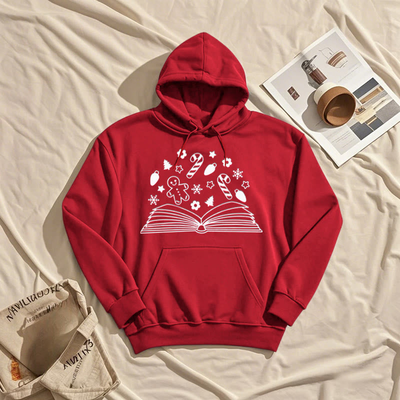 Gingerbread Man In Books Fleece Lined Hoodie Comfy Hooded Sweatshirts