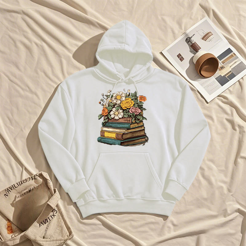 Vintage Blossing Books Fleece Lined Hoodie Comfy Hooded Sweatshirts