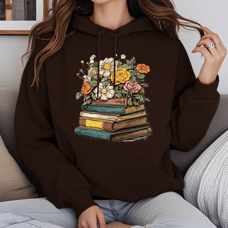 Vintage Blossing Books Fleece Lined Hoodie Comfy Hooded Sweatshirts