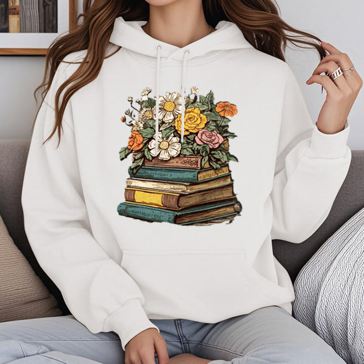 Vintage Blossing Books Fleece Lined Hoodie Comfy Hooded Sweatshirts