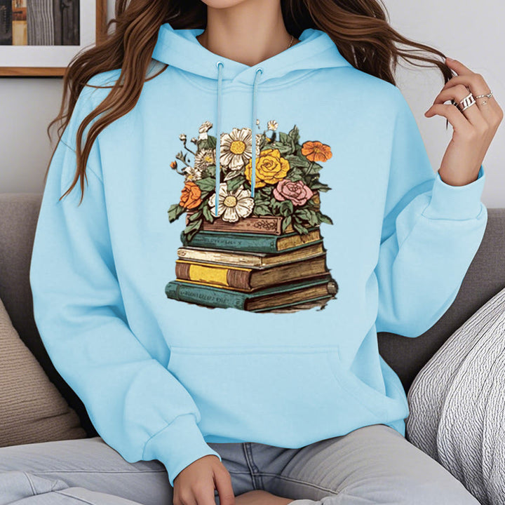 Vintage Blossing Books Fleece Lined Hoodie Comfy Hooded Sweatshirts