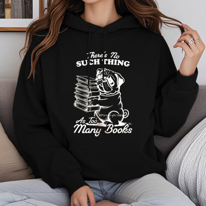 Dog Carrying Books Fleece Lined Hoodie Comfy Hooded Sweatshirts