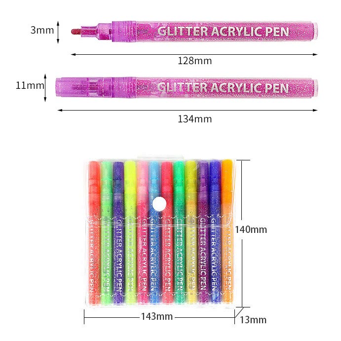 12-Colors Acrylic Paint Pens for DIY Craft Wood Canvas Rock Glass