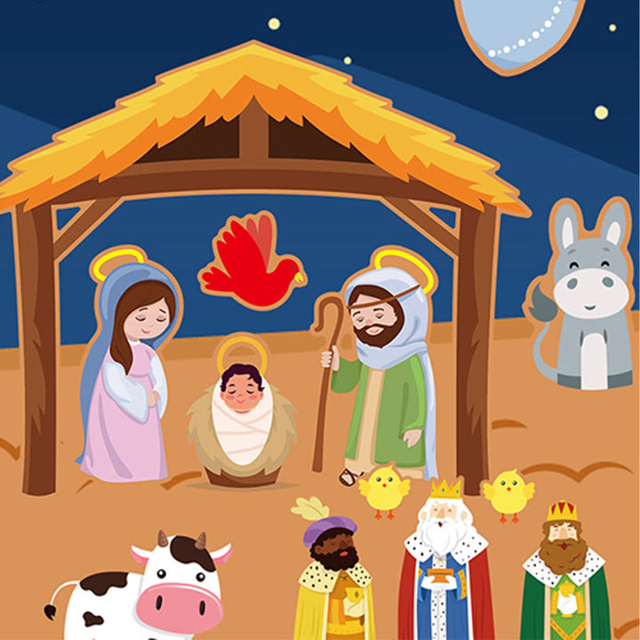 Cartoon Nativity Scene Sticker Background Paper Set for DIY Crafts