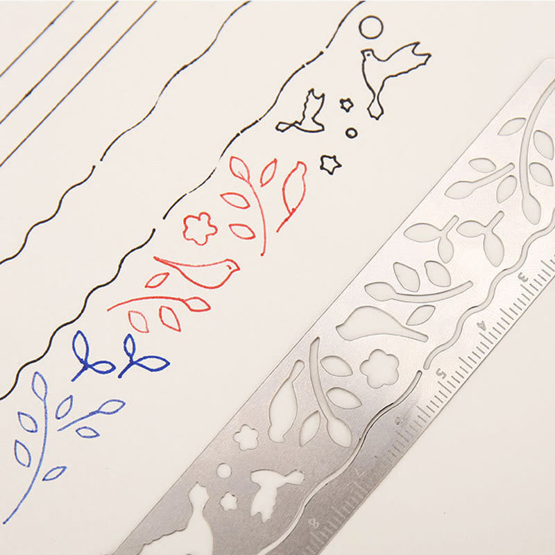 Multifunctional Metal Ruler Creative Painting Stencil Bookmark For Stationery