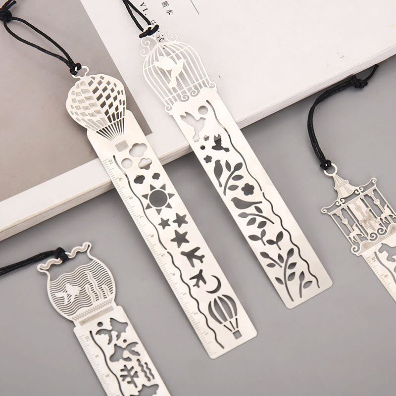 Multifunctional Metal Ruler Creative Painting Stencil Bookmark For Stationery