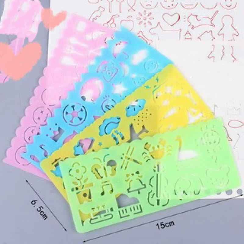 4pcs Set Stencil Ruler Creative Template Drawing Tool Kit