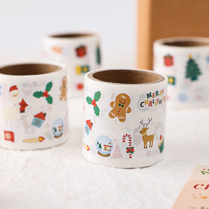 Christmas Cartoon Theme Small Sticker Roll Special-shaped Sealing Sticker