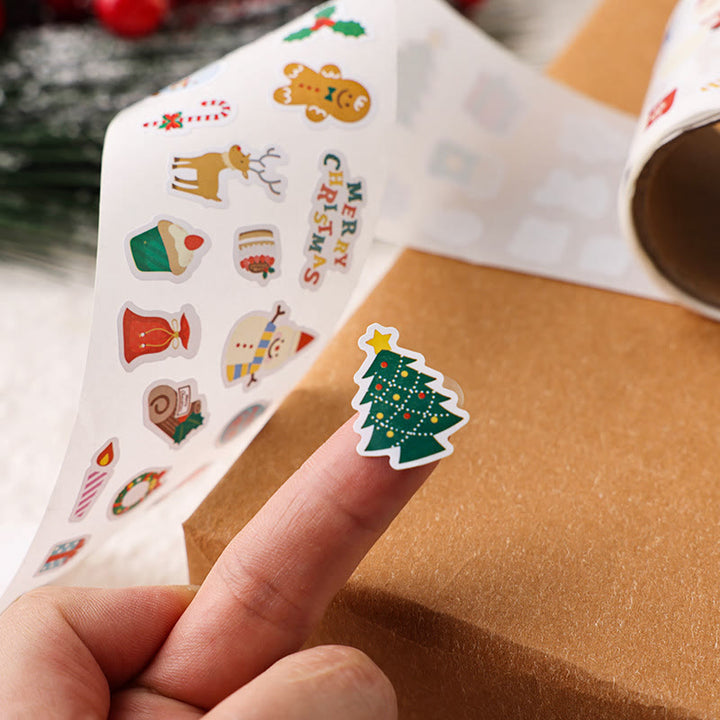 Christmas Cartoon Theme Small Sticker Roll Special-shaped Sealing Sticker