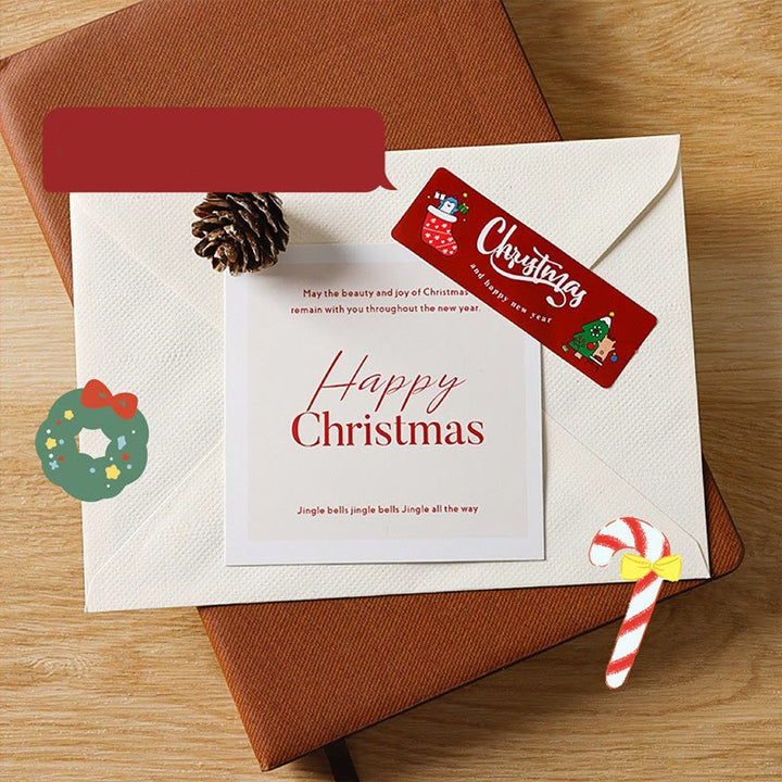 Christmas Greeting Words Theme Sticker Roll Rectangular-Shaped Sealing Sticker